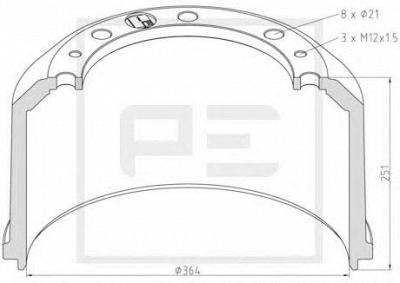 PE AUTOMOTIVE 01652400a -  Тормозной барабан
